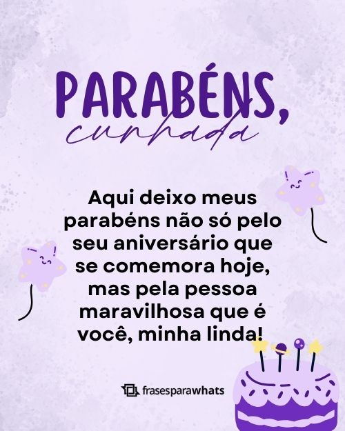 Mensagem de Feliz Aniversário para Cunhada +56 Opções de Felicitação